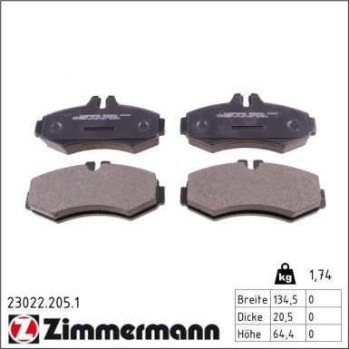 ZIMMERMANN Bremsbeläge 23022.205.1 ZIMMERMANN Bremsbeläge 23022.205.1