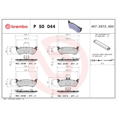 BREMBO Bremsklötze HA P 50 044 BREMBO Bremsklötze HA P 50 044