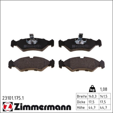 ZIMMERMANN Bremsbeläge 23101.175.1