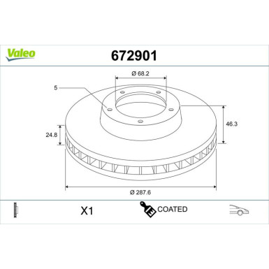 VALEO Bremsscheibe 672901 COATED VALEO Bremsscheibe 672901 COATED