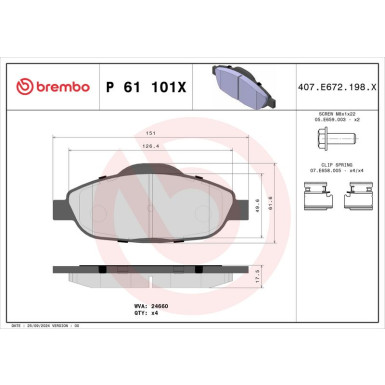 BREMBO Bremsklötze Xtra VA P 61 101X BREMBO Bremsklötze Xtra VA P 61 101X