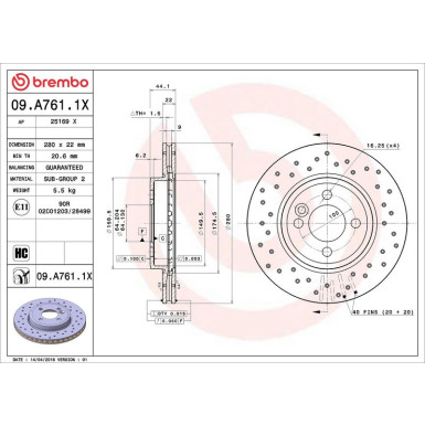 Bremsscheibe VA Xtra 09.A761.1X Bremsscheibe VA Xtra 09.A761.1X