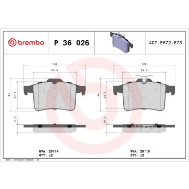 BREMBO Bremsklötze HA P 36 026 BREMBO Bremsklötze HA P 36 026