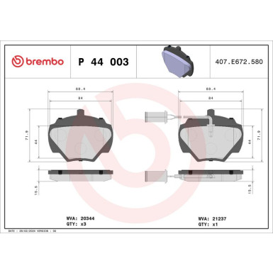 BREMBO Bremsklötze HA P 44 003 BREMBO Bremsklötze HA P 44 003