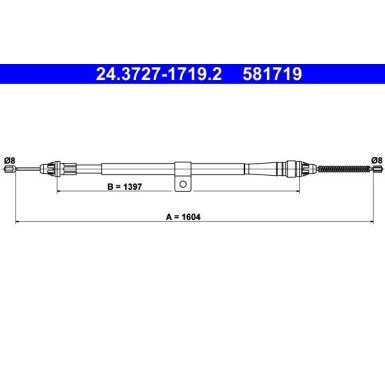 ATE Handbremsseil Seilzug Festellbremse 24.3727-1719.2 ATE Handbremsseil Seilzug Festellbremse 24.3727-1719.2