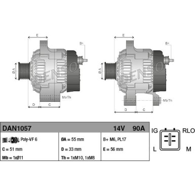DENSO Generator DAN1057 DENSO Generator DAN1057