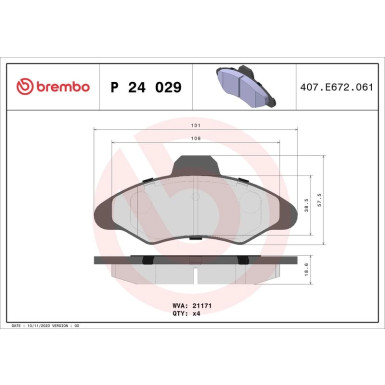 BREMBO Bremsklötze VA FORD Escort, Orion 90-02 PRIME LINE P 24 029 BREMBO Bremsklötze VA FORD Escort, Orion 90-02 PRIME LINE P 24 029
