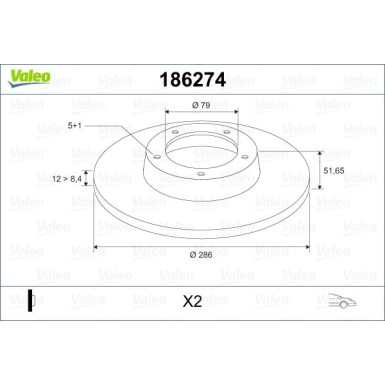 VALEO Bremsscheibe 186274 VALEO Bremsscheibe 186274