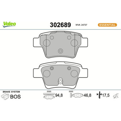 VALEO Bremsbeläge 302689 VALEO Bremsbeläge 302689
