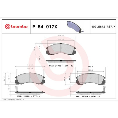 BREMBO Bremsklötze VA CITROEN C-Crosser 08 XTRA LINE P 54 017X