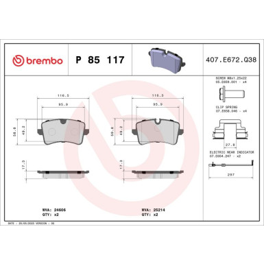 BREMBO Bremsklötze HA P 85 117 BREMBO Bremsklötze HA P 85 117