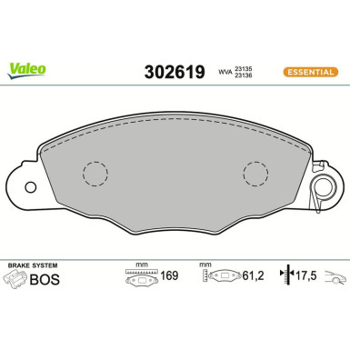 VALEO Bremsbeläge 302619 VALEO Bremsbeläge 302619