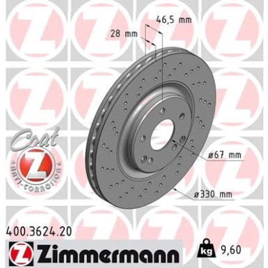 ZIMMERMANN Bremsscheibe 400.3624.20 Coat Z