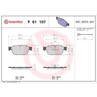 BREMBO Bremsklötze VA P 61 107