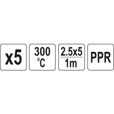 Ppr-Einsätze 2,5X5mm, 5X1M, 5 St YT-82307 Ppr-Einsätze 2,5X5mm, 5X1M, 5 St YT-82307