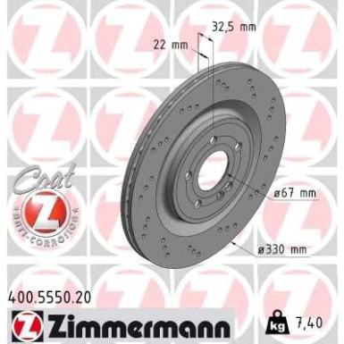 ZIMMERMANN Bremsscheibe 400.5550.20 Coat Z