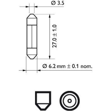 Glühlampenrohr 12V/3W 6,2X27mm (Ohne Ece) 12818CP Glühlampenrohr 12V/3W 6,2X27mm (Ohne Ece) 12818CP