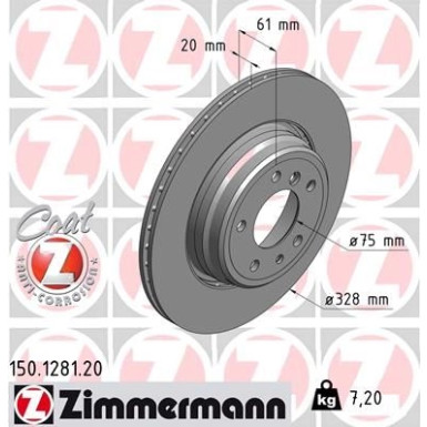 ZIMMERMANN Bremsscheibe 150.1281.20 ZIMMERMANN Bremsscheibe 150.1281.20
