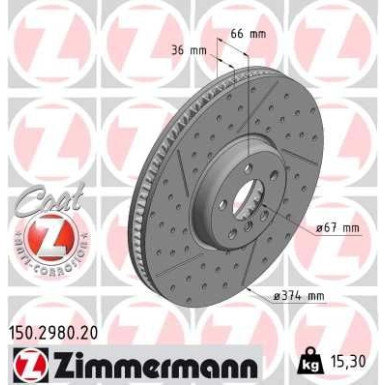 ZIMMERMANN Bremsscheibe 150.2980.20 Coat Z