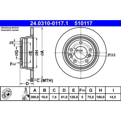 Bremsscheibe Bmw T. 5 (E34) 87-97 Power Disc 24.0310-0117.1 Bremsscheibe Bmw T. 5 (E34) 87-97 Power Disc 24.0310-0117.1