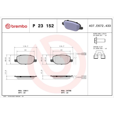 BREMBO Bremsklötze HA P 23 152 BREMBO Bremsklötze HA P 23 152