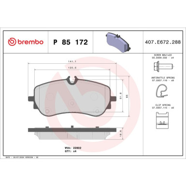 BREMBO Bremsklötze HA MAN TGE VW Crafter 16 PRIME LINE P 85 172