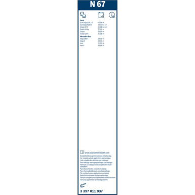 Bosch Wischerblatt N67 3397011937 Bosch Wischerblatt N67 3397011937