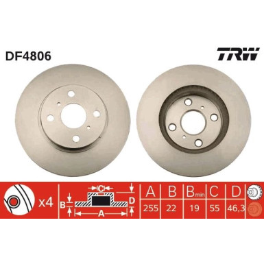 82 481 111 Bremsscheibe VA DF4806 82 481 111 Bremsscheibe VA DF4806