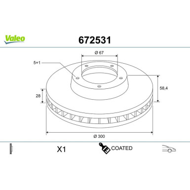 VALEO Bremsscheibe 672531 COATED VALEO Bremsscheibe 672531 COATED