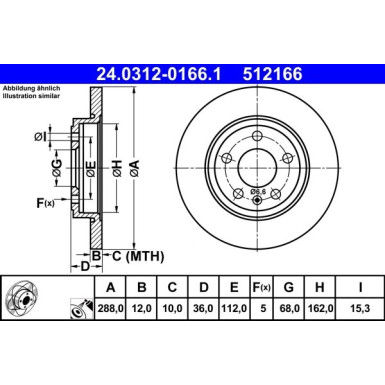 Bremsscheibe Audi T. A4 04-08 Power Disc 24.0312-0166.1 Bremsscheibe Audi T. A4 04-08 Power Disc 24.0312-0166.1