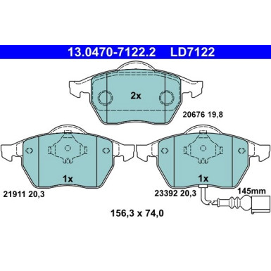 Bremsbelagsatz Sitz P. Leon/Toledo 1,4-2,8 98-06 Keramik 13.0470-7122.2 Bremsbelagsatz Sitz P. Leon/Toledo 1,4-2,8 98-06 Keramik 13.0470-7122.2