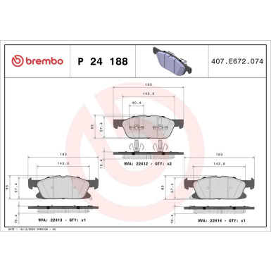 BREMBO Bremsklötze VA P 24 188 BREMBO Bremsklötze VA P 24 188