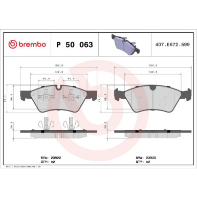 BREMBO Bremsklötze VA P 50 063 BREMBO Bremsklötze VA P 50 063