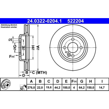 ATE Bremsscheibe 24.0322-0204.1 PowerDisc