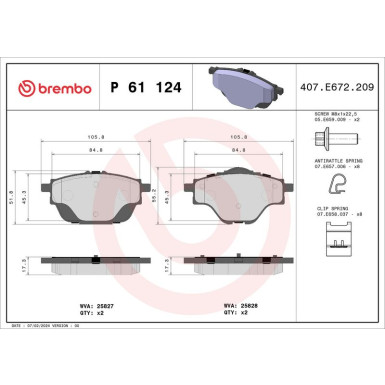 BREMBO Bremsklötze HA CITROEN C4, PEGEOUT 308 13 PRIME LINE P 61 124