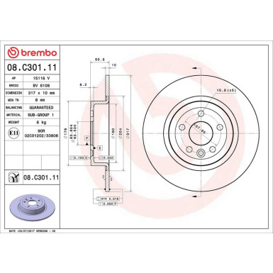 52 482 031 Bremsscheibe HA 08.C301.11 52 482 031 Bremsscheibe HA 08.C301.11