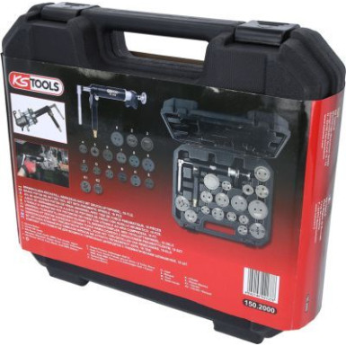 KS TOOLS Bremszylinder-Kolben-Werkzeugsatz mit Pneumatikspindel, 18-teilig 150.2000