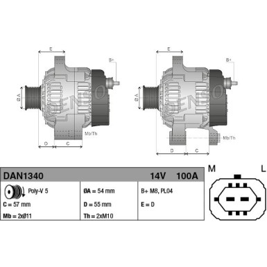 DENSO Generator DAN1340 DENSO Generator DAN1340