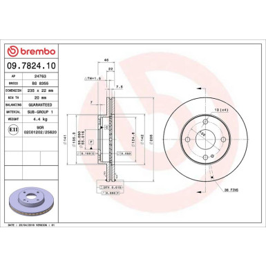 83 481 037 Bremsscheibe VA 09.7824.10 83 481 037 Bremsscheibe VA 09.7824.10