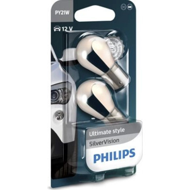PY21W 21W 12V BAU15s SilverVision Blister 2 Stück Philips 12496SVB2 PY21W 21W 12V BAU15s SilverVision Blister 2 Stück Philips 12496SVB2