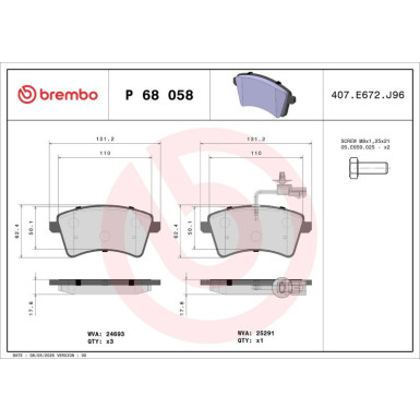 BREMBO Bremsklötze VA P 68 058 BREMBO Bremsklötze VA P 68 058