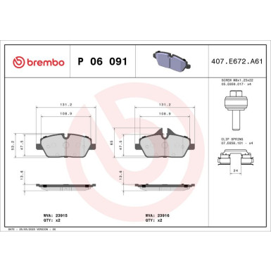 BREMBO Bremsklötze VA P 06 091 BREMBO Bremsklötze VA P 06 091