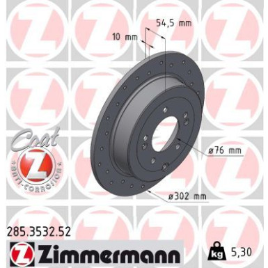 ZIMMERMANN Bremsscheibe 285.3532.52 ZIMMERMANN Bremsscheibe 285.3532.52