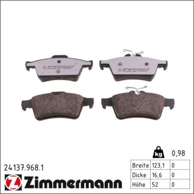ZIMMERMANN Bremsbeläge 24137.968.1 rd:z ZIMMERMANN Bremsbeläge 24137.968.1 rd:z