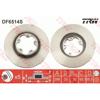 51 481 068 Bremsscheibe VA DF6514S 51 481 068 Bremsscheibe VA DF6514S