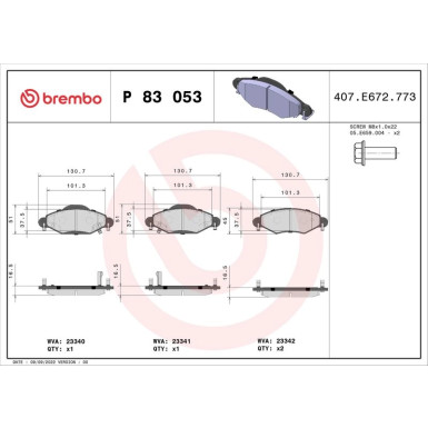 BREMBO Bremsklötze VA TOYOTA Yaris 99-05 PRIME LINE P 83 053