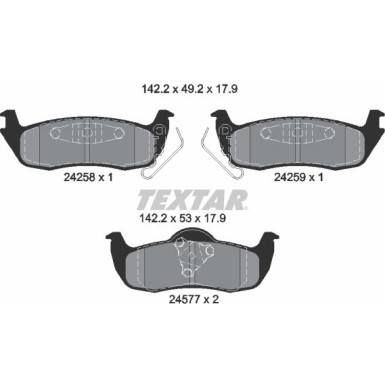 Bremsbelagsatz Jeep T. Grand Cherokee 05-/Commander 2425801 Bremsbelagsatz Jeep T. Grand Cherokee 05-/Commander 2425801