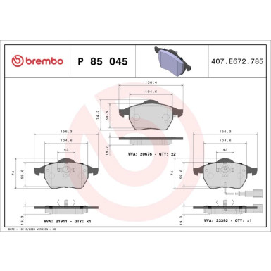BREMBO Bremsklötze VA P 85 045 BREMBO Bremsklötze VA P 85 045