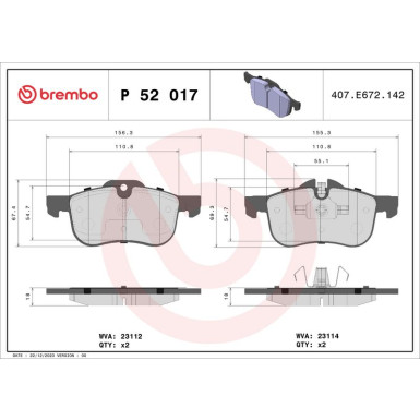 BREMBO Bremsklötze VA P 52 017