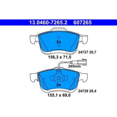Bremsbelagsatz Opel P. Combo 1.3-2.0 Cdti 12 13.0460-7265.2 Bremsbelagsatz Opel P. Combo 1.3-2.0 Cdti 12 13.0460-7265.2
